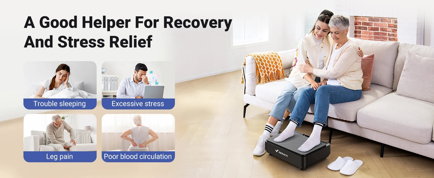 MERACH Vibration Plate for Lymphatic Drainage, Pain Relief, Sleep, & Weight Loss