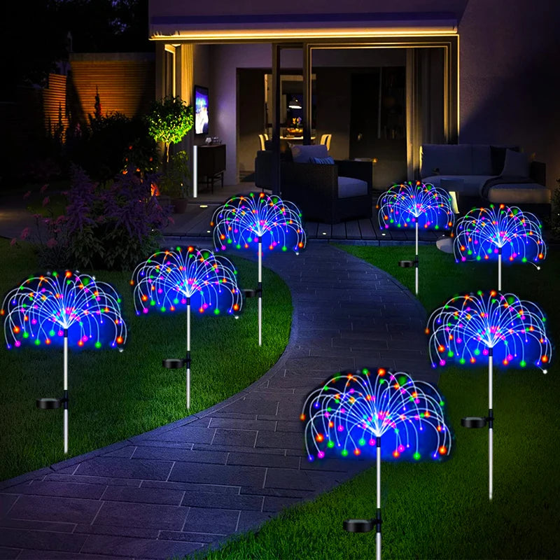 Solar LED Firework Fairy Lights Outdoor Waterproof Garden Decoration Lawn Pathway Solar Lamp