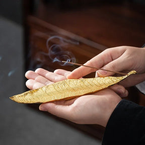 Incense Holder Ash Catcher Long Leafs Censer Meditation Home Decor