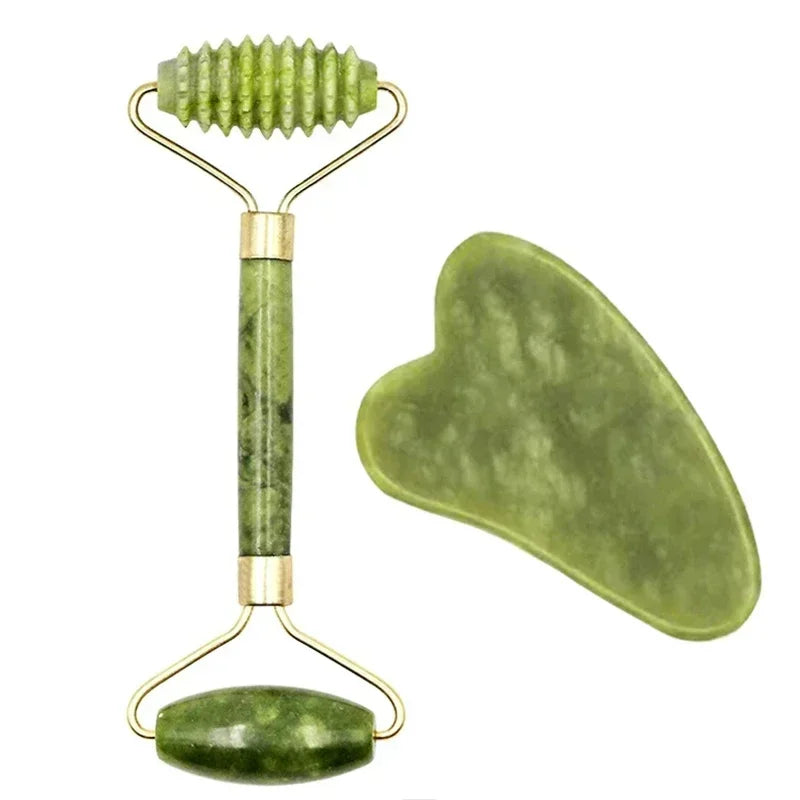 Natural Jade Roller & Gua Sha Face & Body Massager