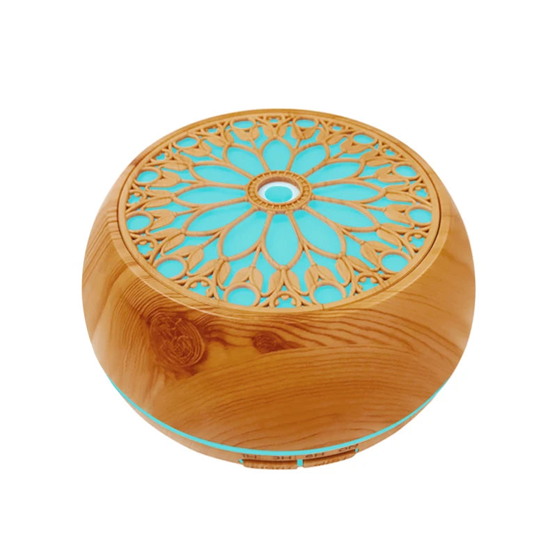 550ml Air Humidifier Wood Color USB Aroma Diffuser, Essential Oil Diffuser with 7 Color LED Lights & Remote Control