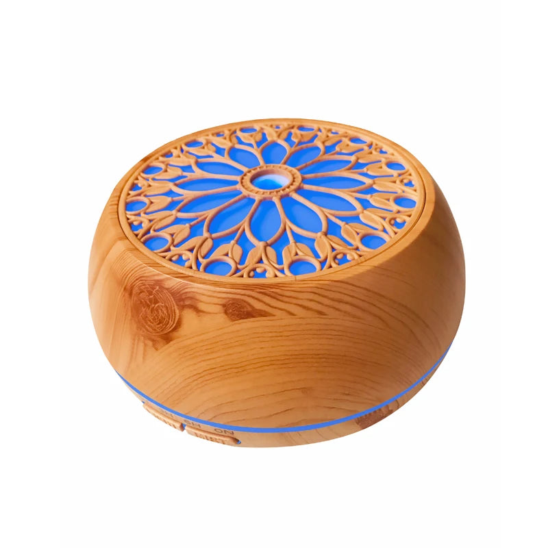 550ml Air Humidifier Wood Color USB Aroma Diffuser, Essential Oil Diffuser with 7 Color LED Lights & Remote Control