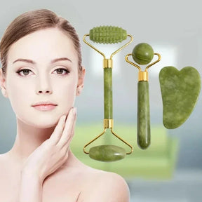 Natural Jade Roller & Gua Sha Face & Body Massager