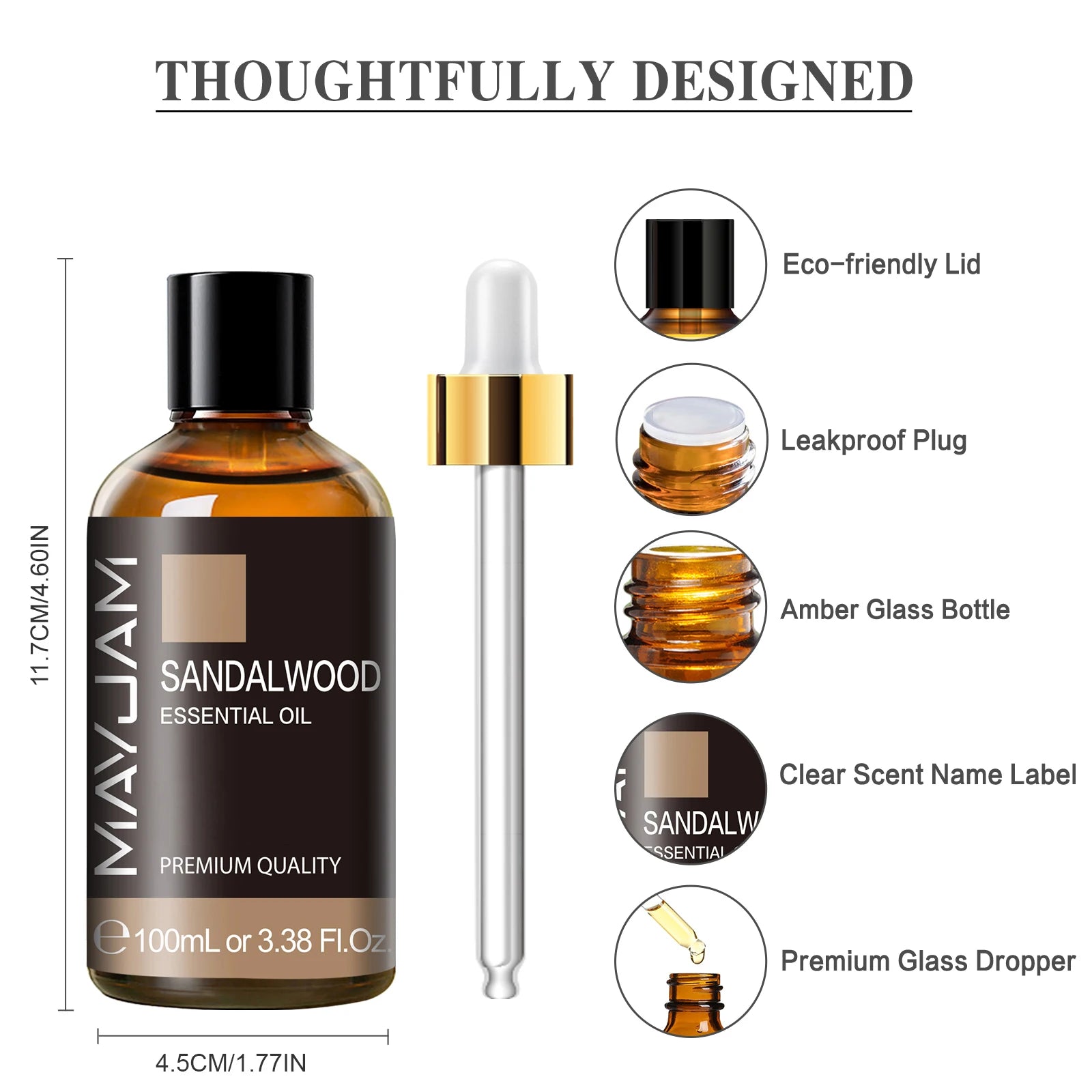 MAYJAM 100ML Essential Oil with Dropper - Sandalwood, Lavender, Eucalyptus, Vanilla