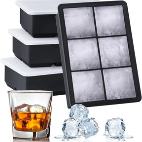 Silicone Ice Cube Tray with Lid - Multiple Grid Options