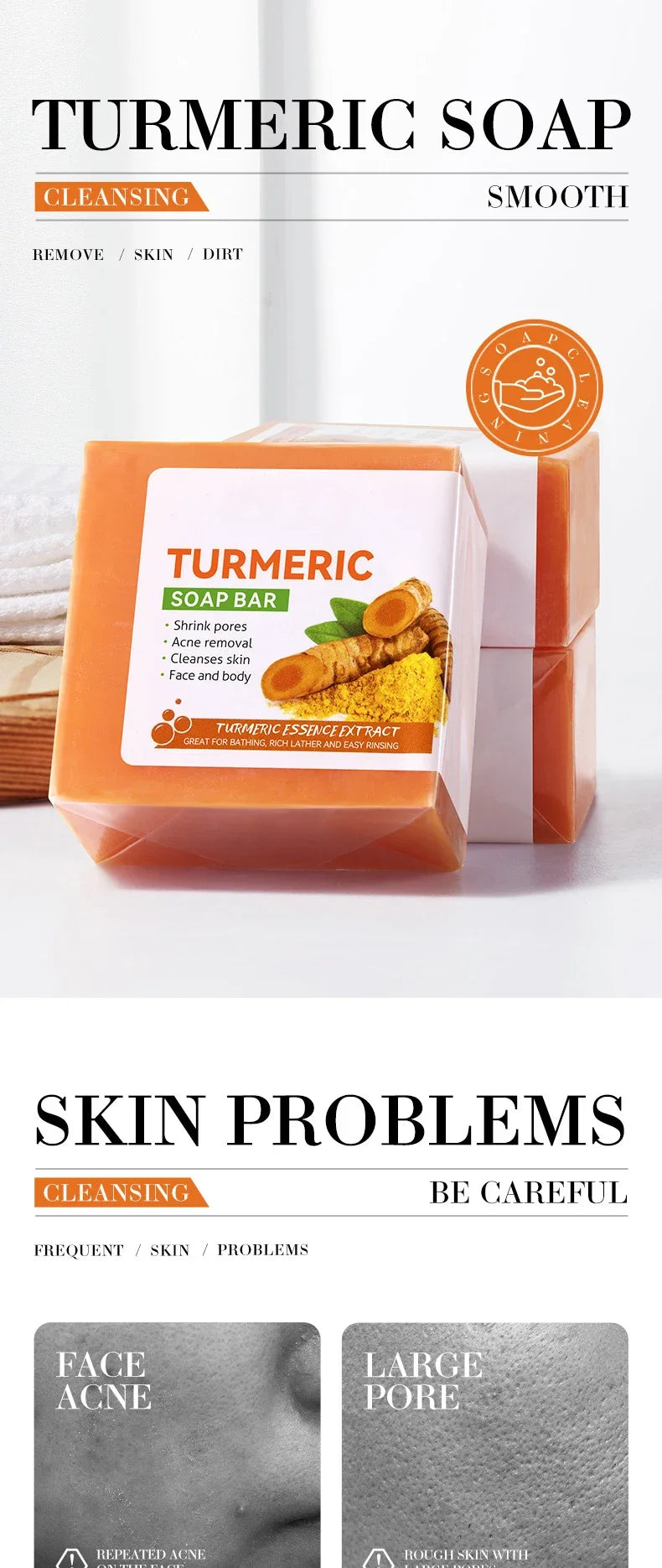 Handmade Turmeric Brightening Soap for Face & Body