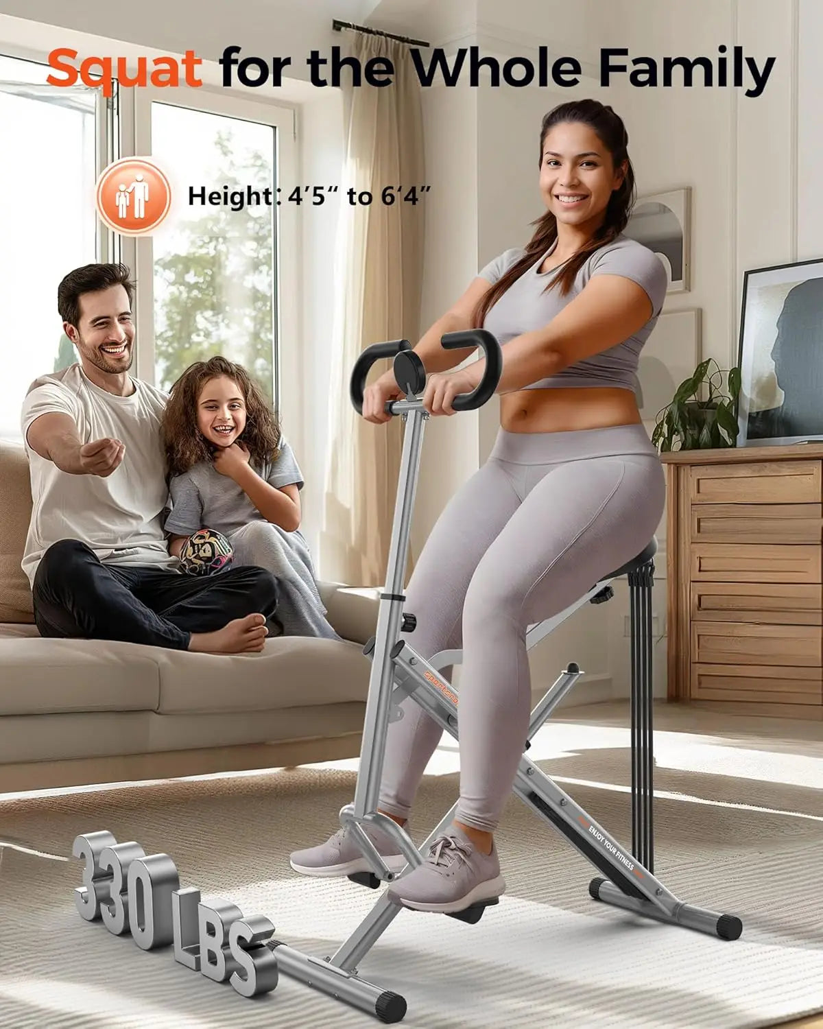 Foldable Home Squat & Core Machine, 330lbs, Adjustable Resistance