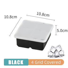 Silicone Ice Cube Tray with Lid - Multiple Grid Options