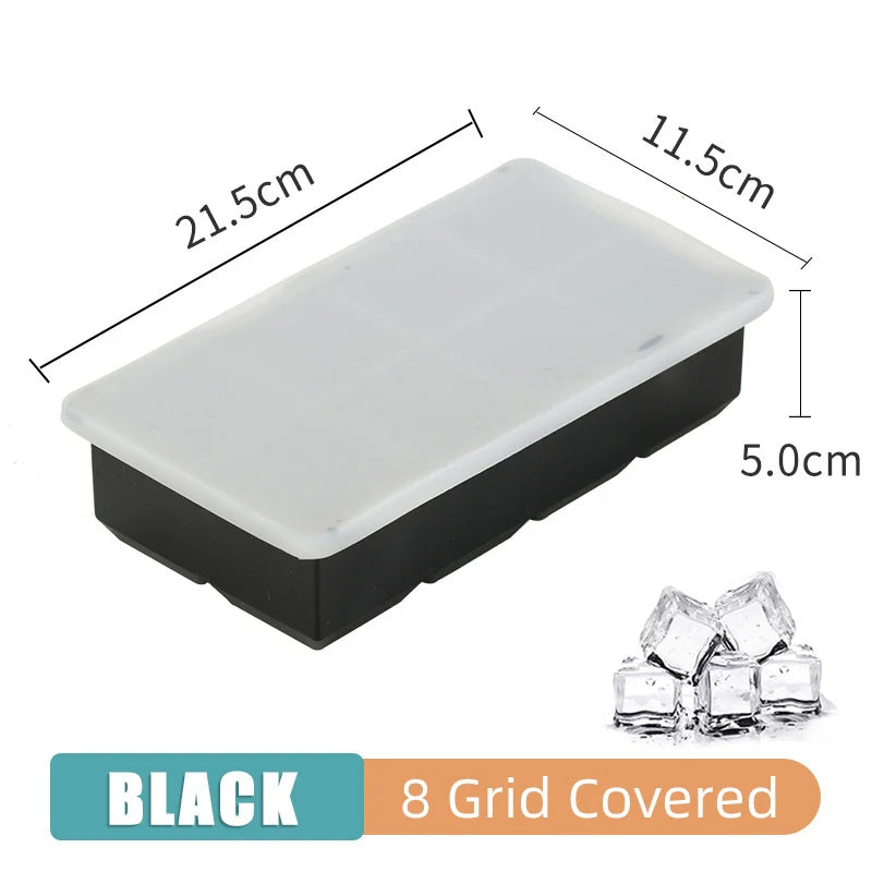 Silicone Ice Cube Tray with Lid - Multiple Grid Options