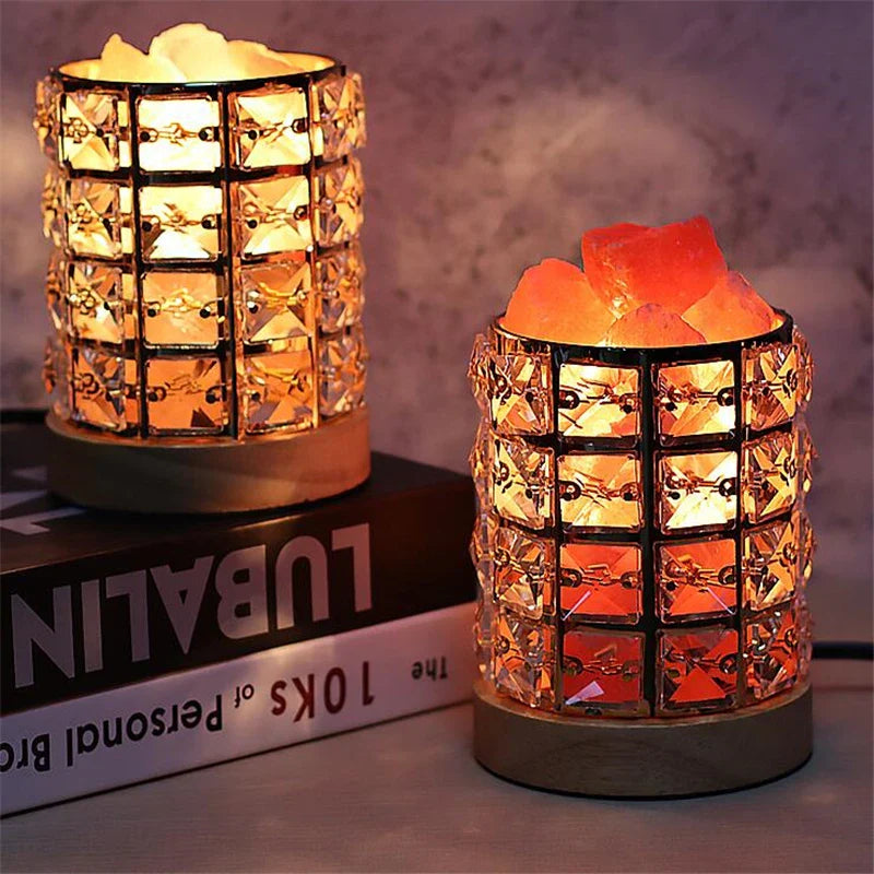 crystal natural himalayan salt lamp usb led night light table lava la