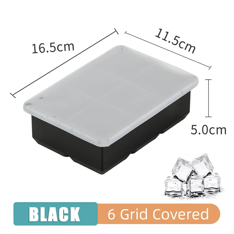 Silicone Ice Cube Tray with Lid - Multiple Grid Options