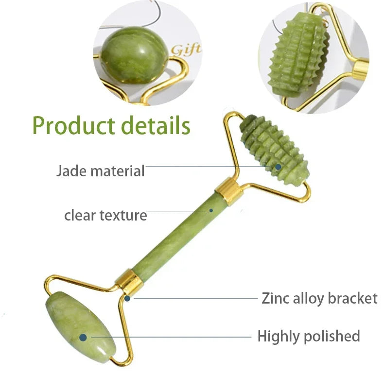 Natural Jade Roller & Gua Sha Face & Body Massager