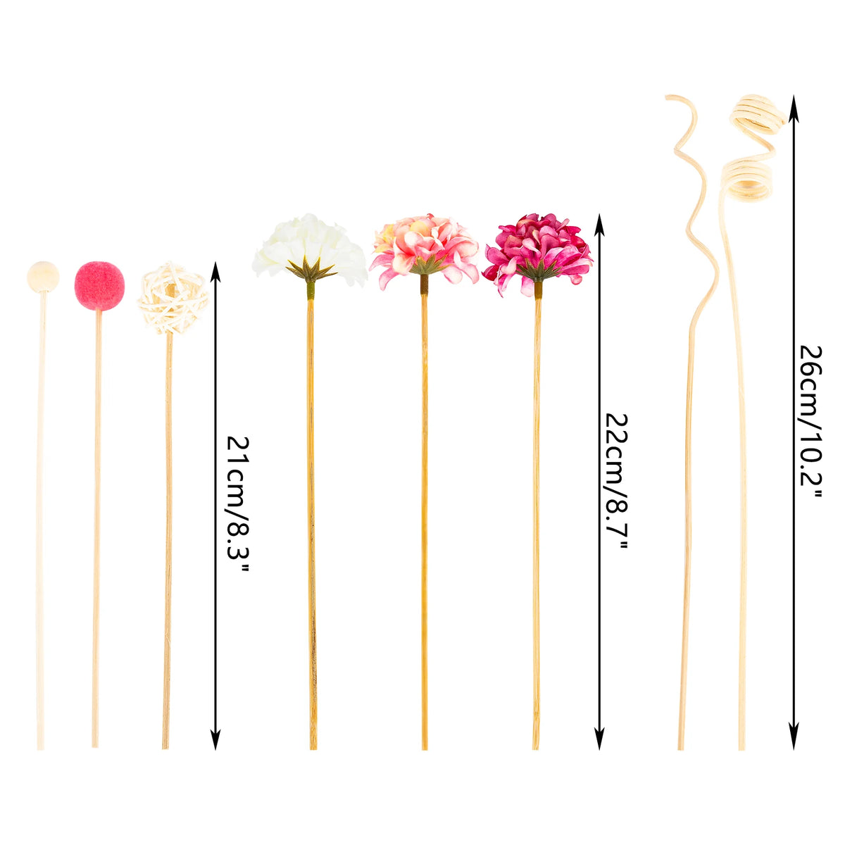 10PCS Pink Hydrangea Reed Diffuser Sticks - DIY Home Decor