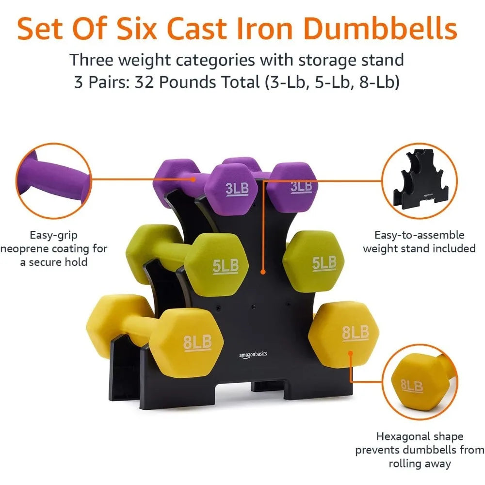 Neoprene Coated Hexagon Workout Dumbbell Hand Weight Set